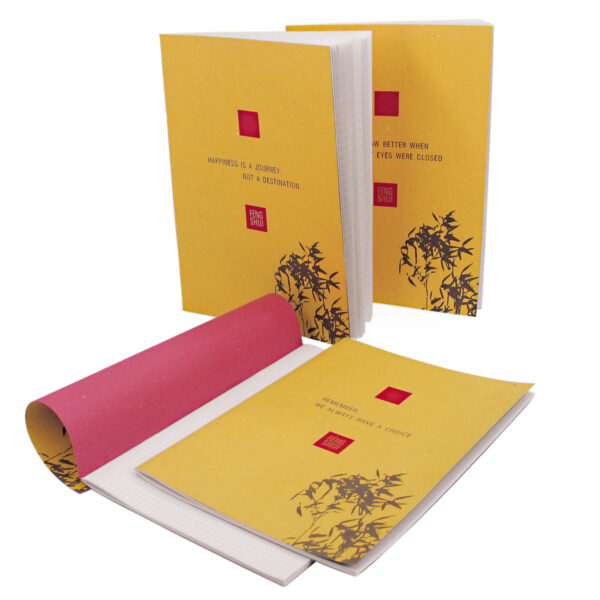Quaderno A5 a righe "Feng Shui" copertina morbida in Cartapaglia 8 frasi assortite.
