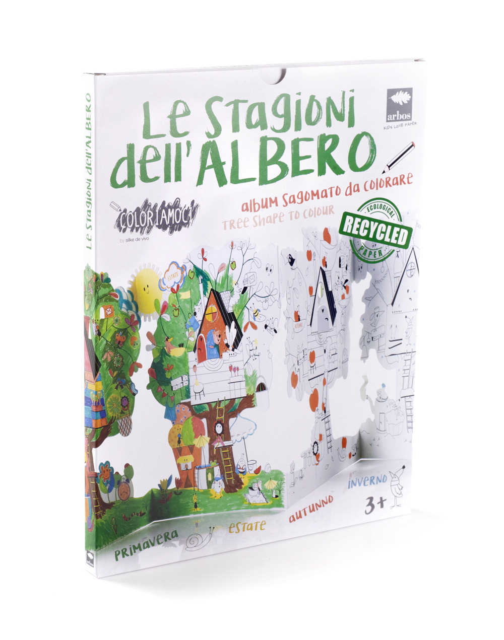 Albero da colorare 94x30 cm "Le stagioni dell'albero" in cartoncino riciclato. Designer S. De Vivo.