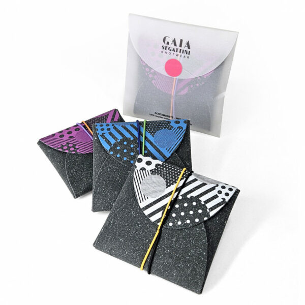 Portamonete/portacard 9x9 cm "Gaia Segattini Knotwear" in Ricuoio® con confezione.