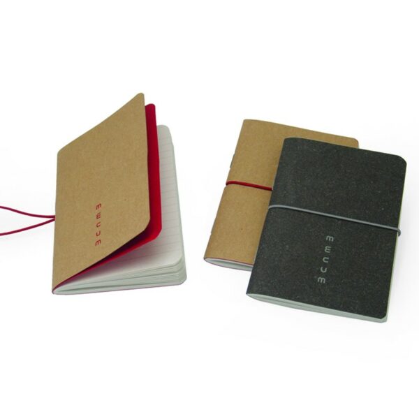 Taccuino tascabile 9x14 cm righe "Mecum" copertina morbida in Ricuoio® - carta riciclata.