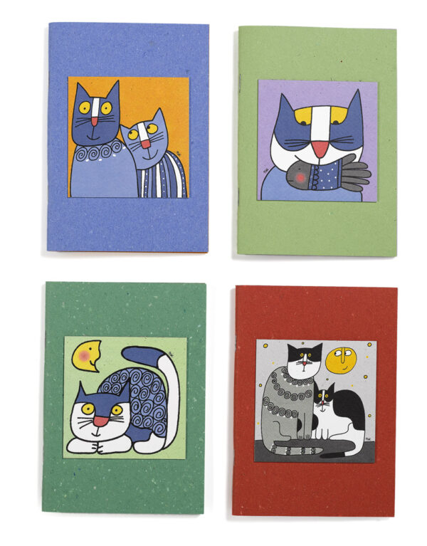 Quadernino 12x17 cm "Gatti di Nic" in Cartapagliam con pagine colorate colori assortiti. - immagine 2