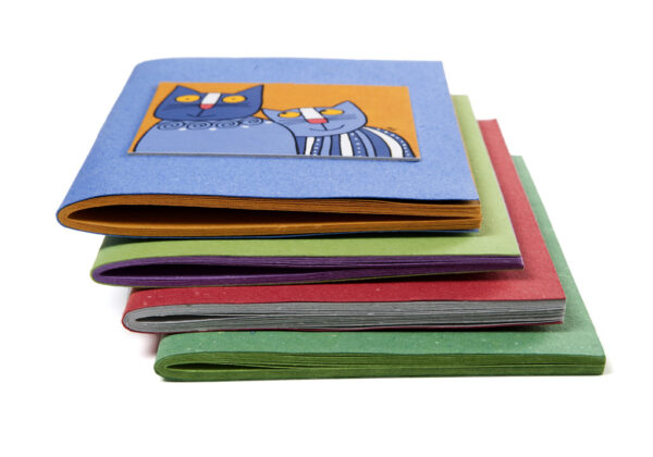 Quadernino 12x17 cm "Gatti di Nic" in Cartapagliam con pagine colorate colori assortiti. - immagine 3