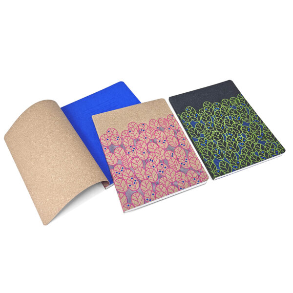 Quaderno maxi righe in carta riciclata 19x25 cm "Leaves" copertina morbida in Ricuoio®