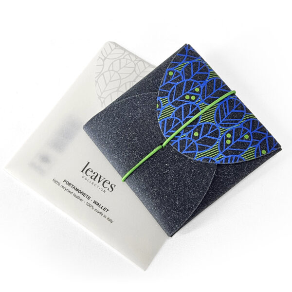 Portamonete/portacard 9x9 cm "Leaves" in Ricuoio® con confezione. - immagine 5