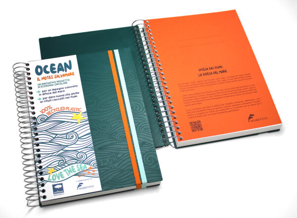 Notes a spirale "Ocean" in plastica riciclata seconda vita® e carta riciclata. - immagine 4