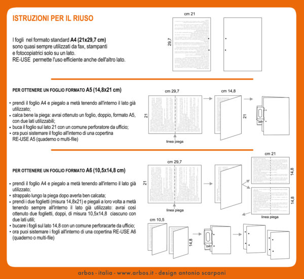 Notes con anelli Multifunzione doppia rigatura "Sistema Reuse" in Ricuoio® e carta riciclata. - immagine 4