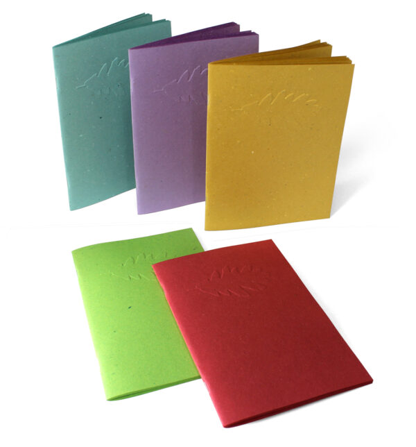 Quaderno A5 neutro "Foglia" in Cartapaglia con pagine colorate 5 colori assortiti. - immagine 3