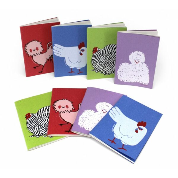 Quadernino 12x17 cm neutro "Chicken" in Cartapaglia e carta riciclata 4 colori assortiti.
