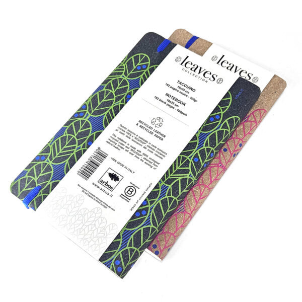 Taccuino ecologico "Leaves" copertina morbida in Ricuoio® apertura superflat - immagine 4