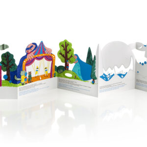 Pinocchio coloring storybook in recycled cardstock, 19x25 cm. Design by Silke De Vivo.