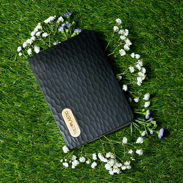 Taccuino Treeplastic in carta riciclata copertina rigida apertura superflat, confezione regalo - immagine 5