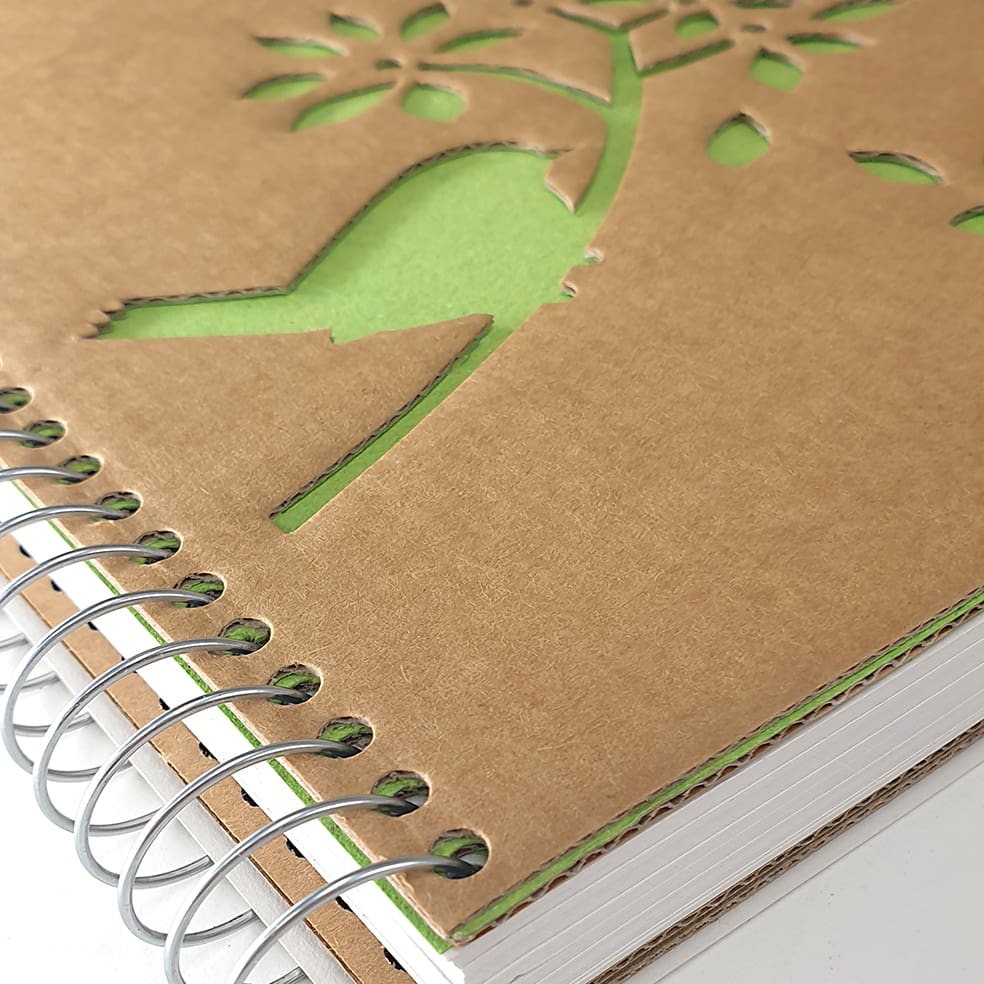 Arbos spiral notebook die-cut cardboard cover